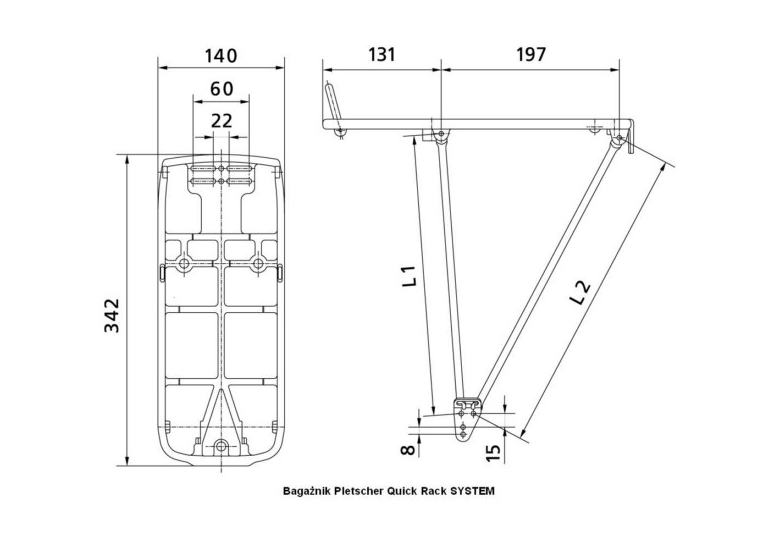 Bagażnik rowerowy tylny PLETSCHER Quick Rack System