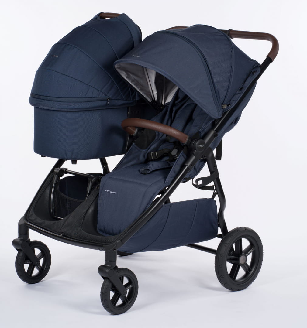 MAST M.TWIN X wózek bliźniaczy 2w1 z regulowaną rączką | Blueberry
