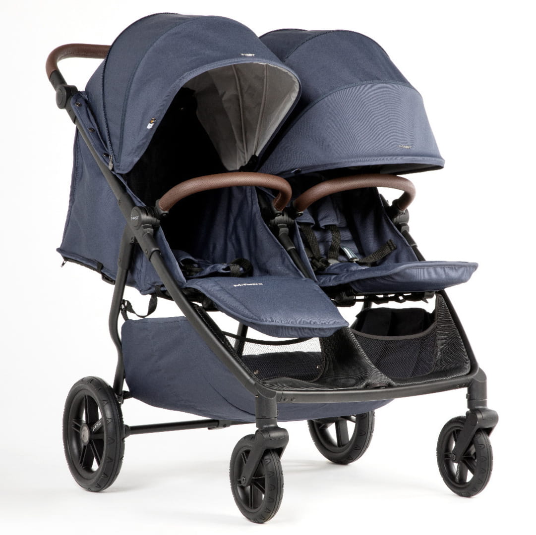MAST M.TWIN X bliźniaczy wózek spacerowy z regulowaną rączką | koła light | Blueberry