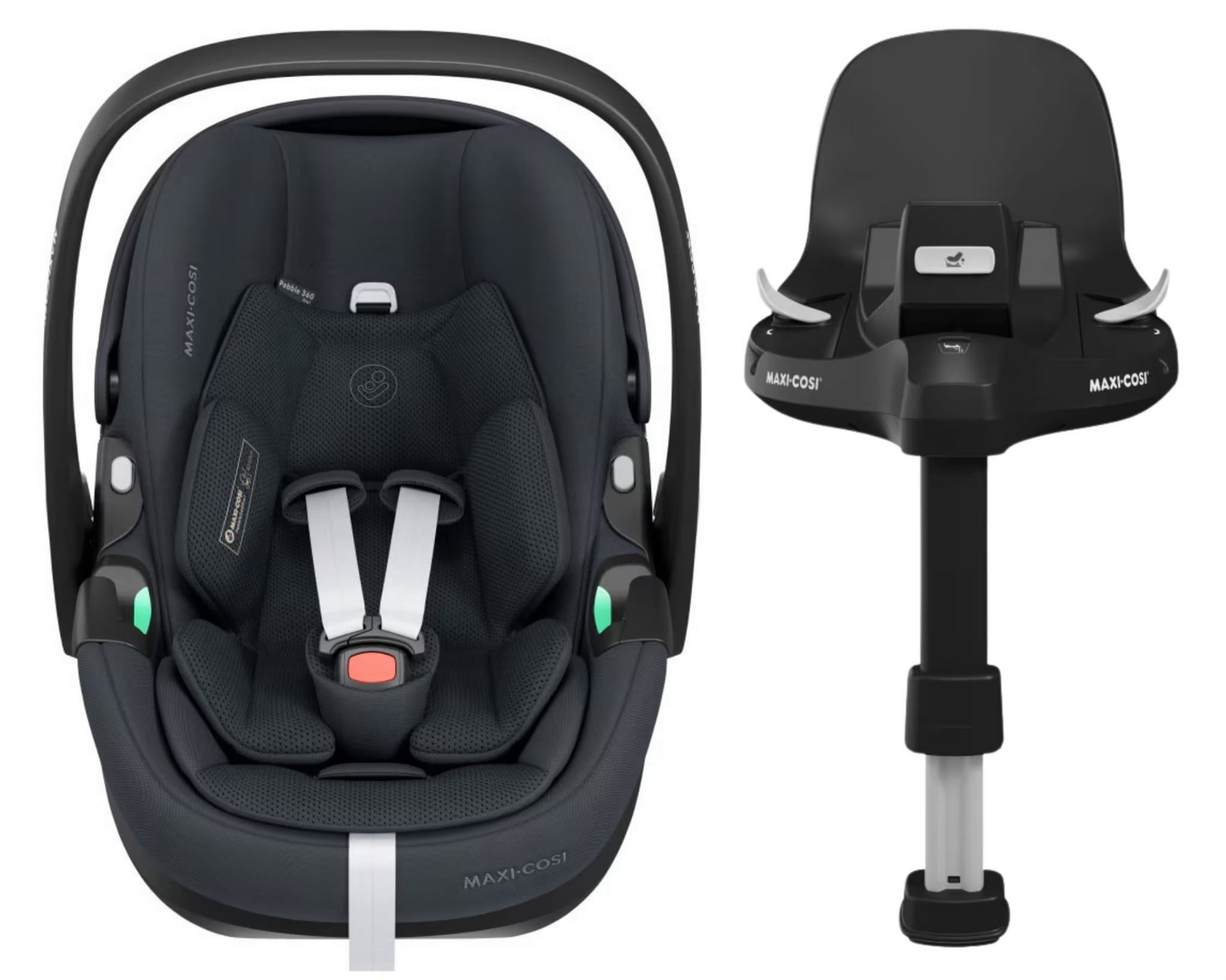 MAXI-COSI PEBBLE 360 PRO2 fotelik dla noworodka + baza ISOFIX FamilyFix 360 PRO | Essential Graphite