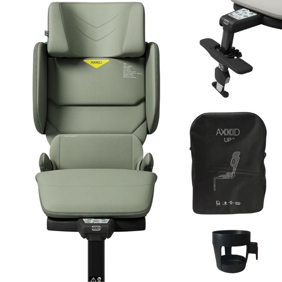 AXKID UP fotelik 100-150 cm | Nordic Bloom Green + zestaw akcesoriów
