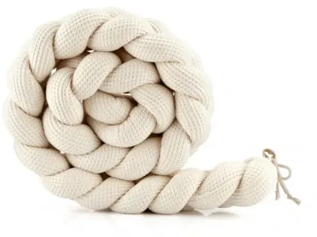 WALDIN bawełniany warkocz do łóżeczka 210 cm | Beż