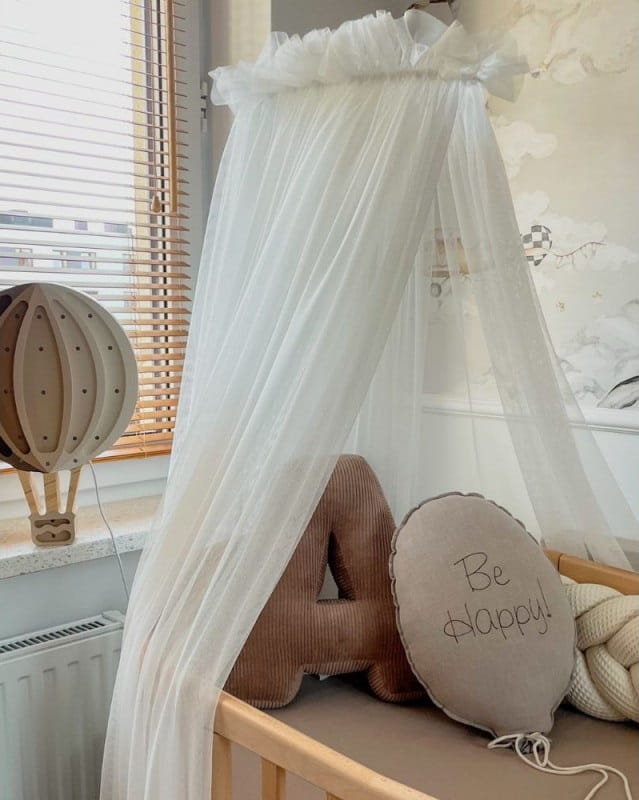 WALDIN tiulowy baldachim ze stelażem | Ecru
