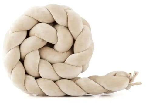 WALDIN welurowy warkocz do łóżeczka 210 cm | Beż