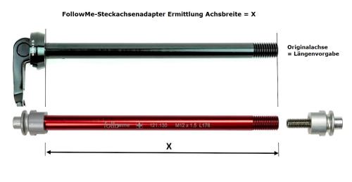 FollowMe adapter do sztywnej osi M12x1,5 / 178 mm
